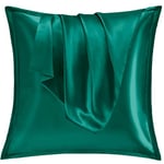 Vielit Taie Oreiller Satin 65x65 Lot de 2,pour Cheveux,Similaire Aux Taie d Oreiller en Soie,Housse de Coussin 65x65,Taies d'oreillers certifié Oeko-Tex Vert Foncé