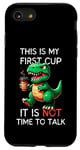 Coque pour iPhone SE (2020) / 7 / 8 Funny Morning Coffee T-Rex – First Cup, Not Time to Talk