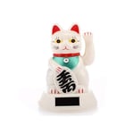 lachineuse - Maneki Neko Solaire avec Bras Qui Bouge - Statue Chat Japonais Porte-Bonheur - Statuette 12,5 cm avec Bras Mobile - Objet Kawaii Déco - Idée Cadeau Japon Asie - Chance, Bonheur, Fortune