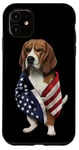 Coque pour iPhone 11 Beagle Dog Patriot Wrap dans le drapeau des USA American Spirit