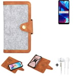 Felt Case + earphones for Motorola Moto G Pure Cover light grey