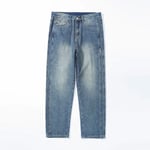 Hösten Nya Baggy Jeans Mäns Rakt Casual Vintage Streetwear Byxor Man Varumärke Mode Elasticitet Denim Byxor vintage Blue 38