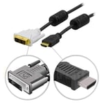 HDMI till DVI-kabel / 19-pin ha-DVI-D Single Link 19-pin ha / guldpläterade kontakter / svart/vit / 10m