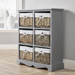 Lichfield 6 Wicker Basket Drawer Chest Storage Unit