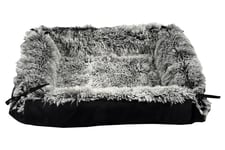 Bobby Poilu Tapis multirelaxation 2 en 1 pour Chiens et Chats Extra Doux en Peluche, Tapis de lit pour Animaux de Compagnie, Lavable en Machine, Noir/Blanc, 75 x 65 cm