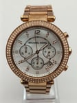 Michael Kors MK5491 Parker Women's Rose Gold Stainless Chrono Watch + Gift Bag