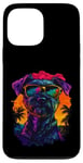 Coque pour iPhone 13 Pro Max Mini schnauzer Lovers Design coucher de soleil vintage Mini schnauzer