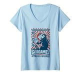 Womens The Smurfs Gargamel's Attack Smurfs Village Kanji Retro Logo V-Neck T-Shirt