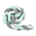 2M Tour De Lit Coussin Serpent Coussin Tresse Pare-Chocs Velours Protection Bebe Cloture En Tissu Anti-Collision (Blanc+Gris+Verte)