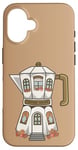 iPhone 16 Coffee House in a Stovetop Espresso Maker, Cute Illustration Case