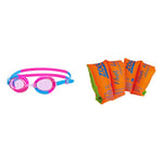 Zoggs Baby Little Flipper Swimming Goggles, Pink/Blue, 0-6 Years & Kid's Float Bands, Swimming Armbands for Kids, Orange, 1-3 Years, 11-18 kg