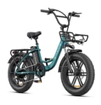 Velo Electrique Engwe L20 Boost Autonomie 140km Moteur 250w 39km/H Amortisseur Avant Batterie 48v13ah 20 Pouces Vtc Fat Bike Bleu