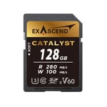 Exascend Catalyst Carte mémoire SDXC UHS-II V60 128 Go 4K UHD jusqu'à 100 Mo/s Vitesse d'écriture UHS-II Classe 10, U3, V60