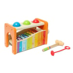 Hape Banc à Marteler avec Xylophone - Jouet Musical en Bois pour Enfant - Instrument d'Éveil et de Motricité pour Bébé dès 12 Mois - Jouet Éducatif - Jeu de Musique Fille et Garçon - Cadeau Naissance