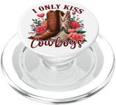 I Only Kiss Cowboys Tee Bottes de cowboy western Saint-Valentin PopSockets PopGrip pour MagSafe