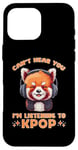 Coque pour iPhone 16 Pro Max Can't Hear You I'm Listening K-pop amateur de musique coréen panda