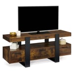 Meuble tv 116 cm phoenix avec tiroirs bois effet vieilli et noir