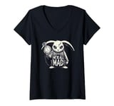 Womens Alice in Wonderland - We're All Mad White Rabbit Mad Hatter V-Neck T-Shirt