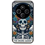 Coque noire pour Redmi 14C 4G tete de mort drama queen