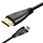 Micro HDMI to Mini HDMI Cable Male to Male Micro HDMI Adapter 4K High Speed Micro HDMI Extension Cord Compatible with Digital Cameras, Tablet, Monitors