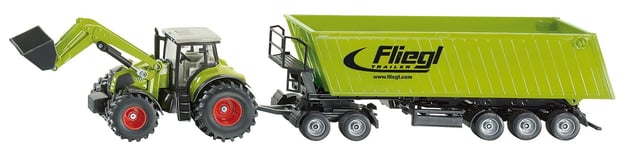 SIKU, CLAAS AXION avec chargeur et remorque FLIEGL 3Essieux avec dolly 2 Essi...