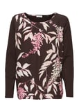 Gerry Weber T-Shirt Long-Sleeve T-shirts & Tops Long-sleeved Brun [Color: CHOCLATE/ PINK/ ECRU PRINT ][Sex: Women ][Sizes: 36,38,42 ]