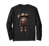 Black Cat in Cowboy Boots Long Sleeve T-Shirt