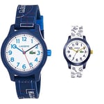 Lacoste Montre Analogique à Quartz pour Enfants avec Bracelet en Silicone Bleu Marin - 2030008 & Montre Analogique à Quartz pour Enfants avec Bracelet en Silicone Blanc - 2030011