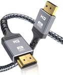 NEWDERY HDMI Cable 4K – 4M, Ultra HD Braided Nylon HDMI Cable 2.0, 1080 x 2160P | 4K@60HZ | High Speed 18 GbPS, Supports Fire TV, HDTV, Xbox, PS5, PS3, PS4, PC – Grey
