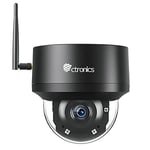 Ctronics 5MP Dôme Caméra Surveillance WiFi Extérieure, WiFi 2.4/5GHz PTZ Caméra IP Suivi Auto Détection Humaine Alarme Audio Vision Nocturne IR 30M Audio Bidirectionnel Carte TF 32Go Inclus 7*24 IP66