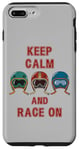 Coque pour iPhone 7 Plus/8 Plus Casque rétro vintage, Go Kart Car Racing, Keep Calm & Race On