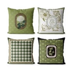 Cyslmuk - Lot de 4 45x45 Housses de Coussin Taie d'oreiller Décoratif Canapé pour Chambre, Canapé, Chaise, Lit,Jardin (Vintage vert)