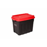 Keter Tuff Box 68L Large Stackable Storage box with Lid - Black and Red