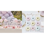 Ginger Ray 'Mix It Up' Happy Birthday Treat Stand-63cm x 56cm, Multi & Gold Foiled Treat Yourself Donut Wall Party Display Fits 9 Doughnuts, White