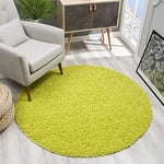 SANAT Tapis Rond, à Poils Longs, Moderne, pour Salon, Chambre à Coucher, Salle à Manger ou Chambre d'enfant, Vert Clair, Dimensions : 80 x 80 cm