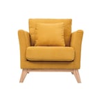 Miliboo - Fauteuil scandinave déhoussable en tissu effet velours jaune moutarde et bois clair oslo