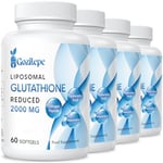 Gozitepe Liposomal Glutathione Reduced 2000mg per Serving | Glutathione Supplement with Hyaluronic Acid + Collagen Peptide + Resveratrol | 10x Better Absorption (60 Count (Pack of 4))