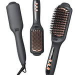 LANDOT Hair Straightener Brush Heated Straightening Brush: Negative Ion Ceramic Hot Hair Brush Straightener for Smooth Frizz-Free Hair