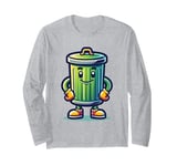 Garbage Trash Can Cartoon Character Design Long Sleeve T-Shirt