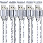 Siwket Micro USB Cable 5Pack 1M, Braided USB A to Micro Charge Cable Android Charger Cable Data Sync Cord for Samsung Galaxy J7,S7,S6,Kindle Fire,Fire HD Tablets,PS4 Controller,Sony,HTC,LG,Moto,Huawei