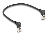 Delock Rj45 Nätverkskabel Cat.6A S/Ftp Slim 90° Topp / Topp Vinklad 0,25 M Svart