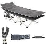 YITAHOME Folding Camping Beds for adults, Heavy Duty Sturdy Camp Bed with Extra Thicker Mattress, Stronge Thicker Tubes Sleeping Cot for Outdoor Travel Office, Grey