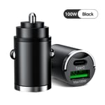 Mini 100W USB Typ C Billaddare Snabbladdning QC3.0 PD Biltelefonladdare Adapter För iphone Samsung Huawei Xiaomi