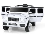 Goplus - Voiture électrique Enfant 3-8 Ans 12V avec Télécommande 2,4G Mercedes Benz G63 avec Démarrage Lent,LED/USB,30KG Blanc