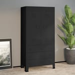 Armoire de rangement Garde-robe Armoire de chambre industrielle Noir 90x50x180 cm Métal 34047