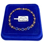 Bracelet Tennis Fleurs Bleues Plaqué Or Jaune 18K Avec Cristaux Swarovski B33