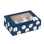 Anniversary House Official The Snowman™ Christmas Cupcake Box, Foil Printed 'Snow Wonderful' Design, Easy Assembly, Navy Blue, 7.5 x 16 x 23cm, Ideal for cupcakes, brownies, cookies, Pack of 1, J178