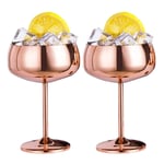 Beada Copper Coupe Champagne Glasses Set of 2 Steel Vintage Martini Cocktail Glass Wine Goblet