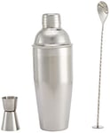 Amazon Basics Set cocktail 3 pièces en inox, 70 cl, shaker, cuillère à cocktail, doseur