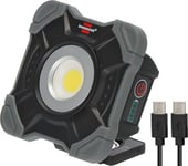 Brennenstuhl Lampe de chantier LED à batterie SH 1000 MAC (1000 lm, IP54, lampe de travail LED rechargeable avec aimant et anneau mousqueton, boîtier robuste)